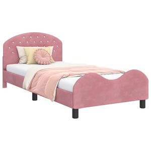 vidaXL Cama para ni&ntilde;os con cabecero Rosa 80 x 200 cm Terciopelo