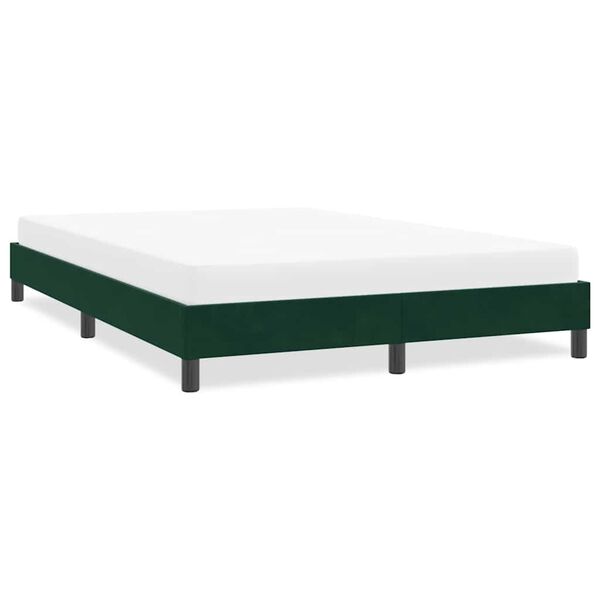 vidaXL Estructura cama sin colch&oacute;n terciopelo verde oscuro 160x220 cm