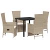 vidaXL Conjunto de Comedor de Jard&iacute;n 5 pcs Beige rat&aacute;n sint&eacute;tico