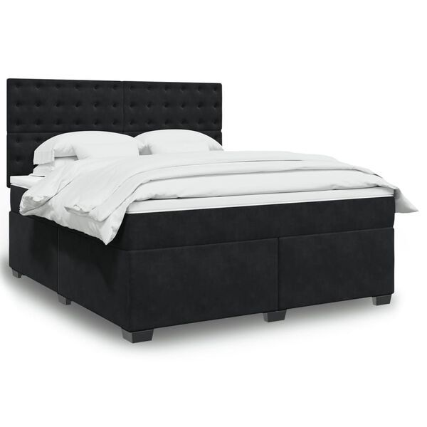 vidaXL Cama box spring con colch&oacute;n terciopelo negro 180x200 cm