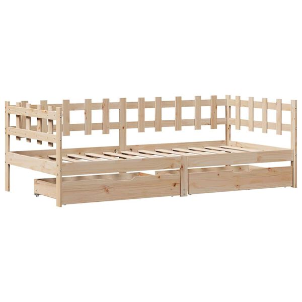 vidaXL Sof&aacute; cama con cajones madera maciza de pino 90x190 cm