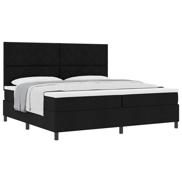 vidaXL Cama tipo Box Spring con colch&oacute;n Negro 200 x 200 cm tela