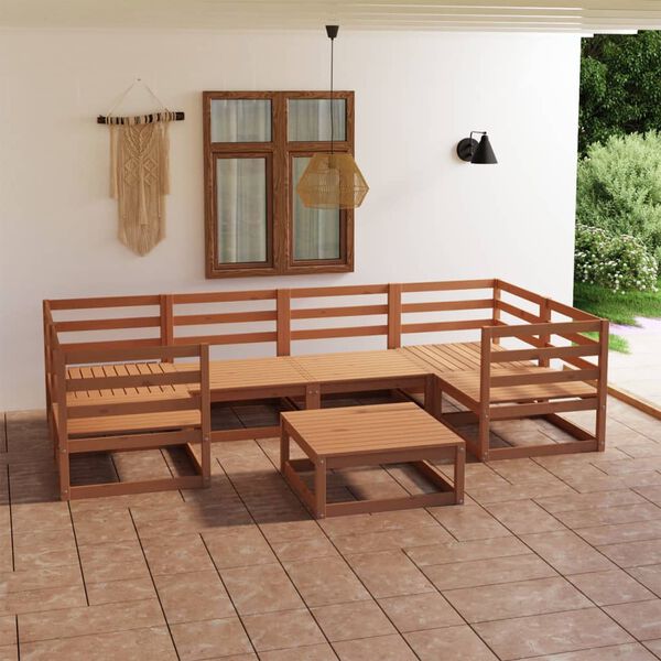vidaXL Juego de muebles de jard&iacute;n 7 piezas madera maciza de pino