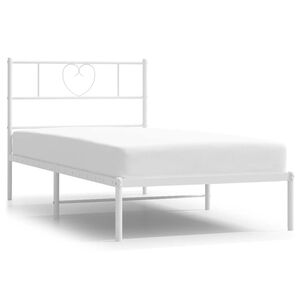 vidaXL Estructura cama sin colch&oacute;n con cabecero metal blanco 100x200cm