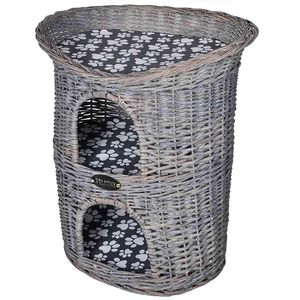 vidaXL Casa/cama/rascador para mascotas 2 niveles sauce con coj&iacute;n