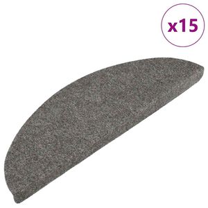 vidaXL Alfombrilla autoadhesiva escalera 15 uds 56x17x3 cm gris