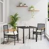 vidaXL Conjunto de Comedor de Jard&iacute;n 3 pcs Negro rat&aacute;n sint&eacute;tico
