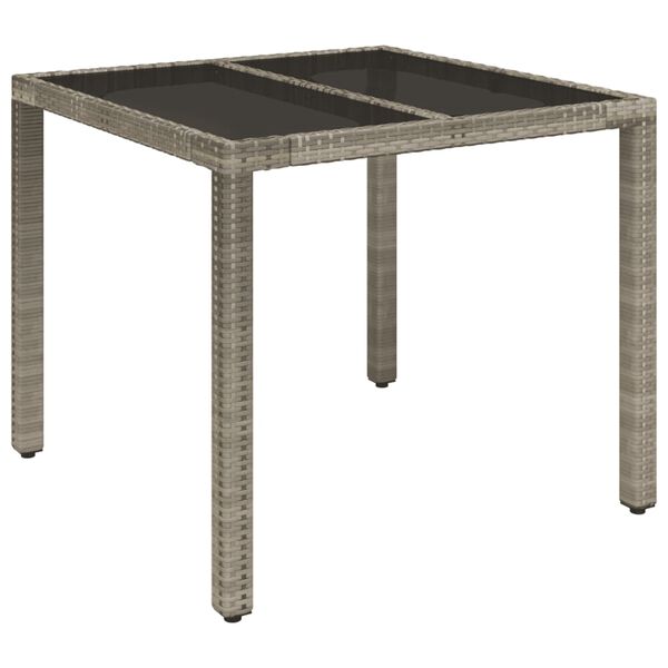 vidaXL Set comedor de jard&iacute;n 5 piezas con cojines rat&aacute;n sint&eacute;tico gris