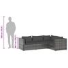 vidaXL Set muebles de jardín 4 piezas y cojines ratán sintético gris