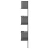 vidaXL Estante esquina pared contrachapado gris brillo 20x20x127,5 cm