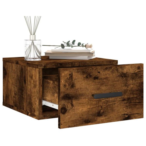 vidaXL Mesita de noche de pared color roble ahumado 35x35x20 cm