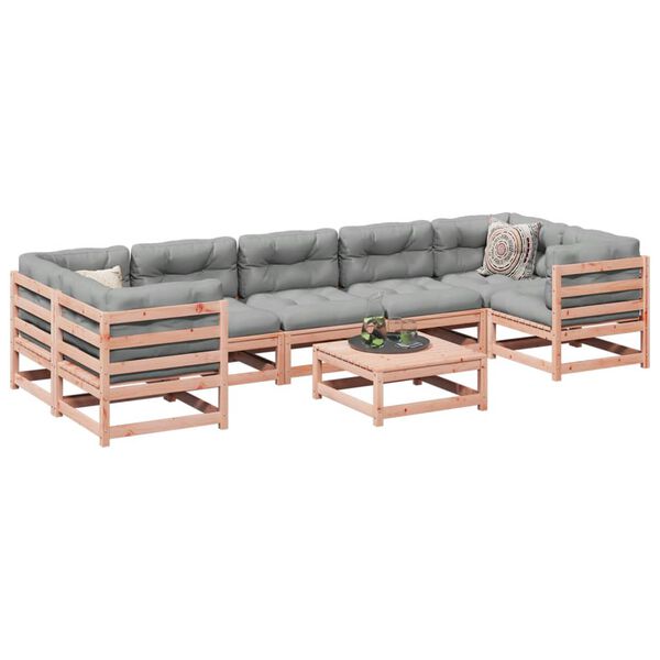 vidaXL Set de sof&aacute;s jard&iacute;n 8 pzas con cojines madera de abeto Douglas