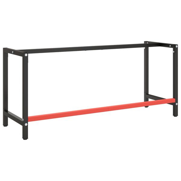 vidaXL Estructura banco de trabajo metal negro y rojo mate 180x57x79cm