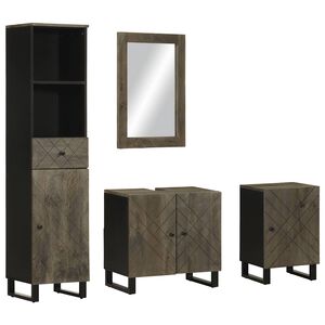 vidaXL Conjunto de muebles de ba&ntilde;o 4 piezas madera maciza mango negro