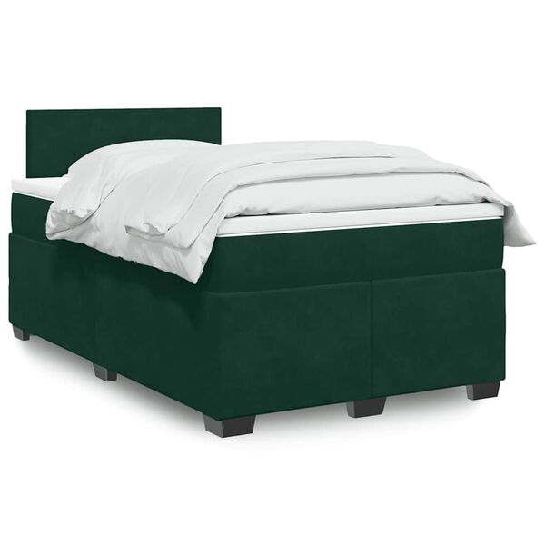 vidaXL Cama box spring con colch&oacute;n terciopelo verde oscuro 120x200 cm