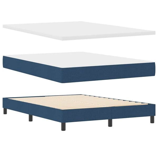 vidaXL Cama tipo Box Spring con colch&oacute;n Azul 200 x 140 cm tela