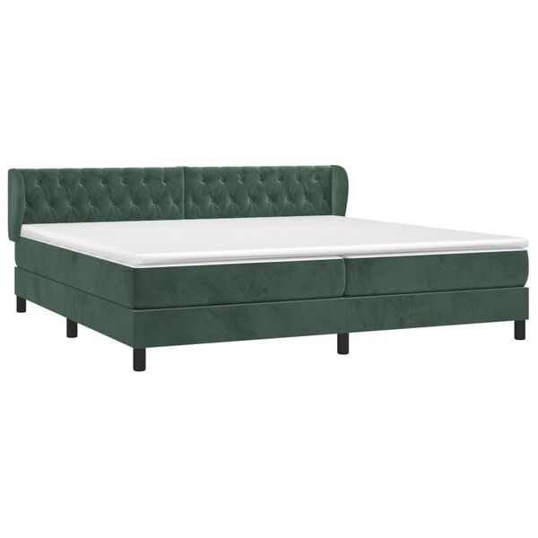 vidaXL Cama box spring con colch&oacute;n terciopelo verde oscuro 200x200 cm