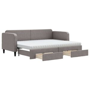 vidaXL Sof&aacute; cama nido con cajones tela gris taupe 80x200 cm