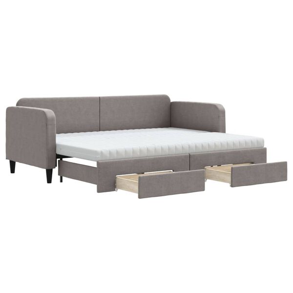 vidaXL Sof&aacute; cama nido con cajones tela gris taupe 80x200 cm