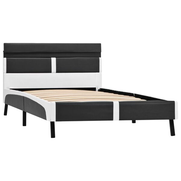 vidaXL Estructura de cama con LED sin colch&oacute;n cuero gris 90x200 cm