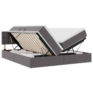 vidaXL Cama con almacenamiento y LED Gris 180 x 200 cm Cuero sint&eacute;tico