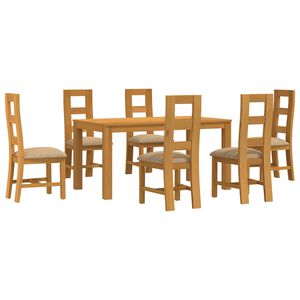 vidaXL Conjunto de comedor 7 uds. Beige Madera de Roble S&oacute;lido