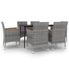vidaXL Set comedor de jard&iacute;n 7 pzas y cojines rat&aacute;n sint&eacute;tico y vidrio