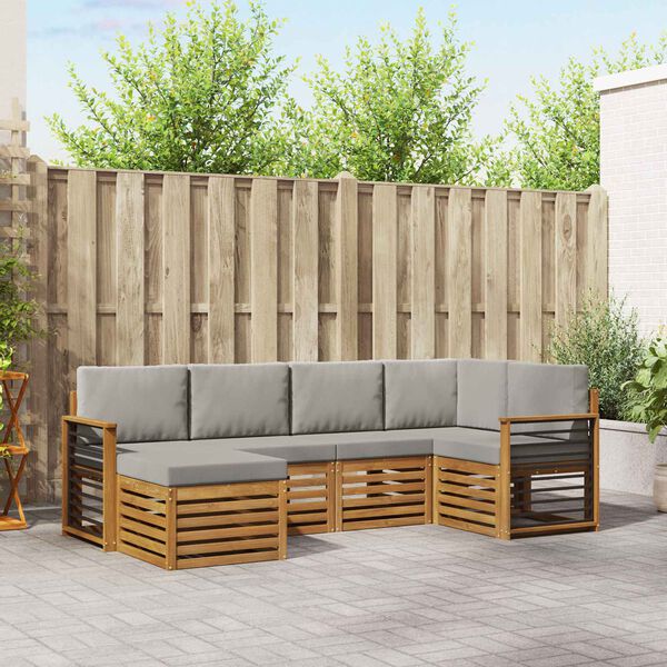 vidaXL Conjunto de Sof&aacute; Seccional con coj&iacute;n 6 pcs Gris Natural y Claro