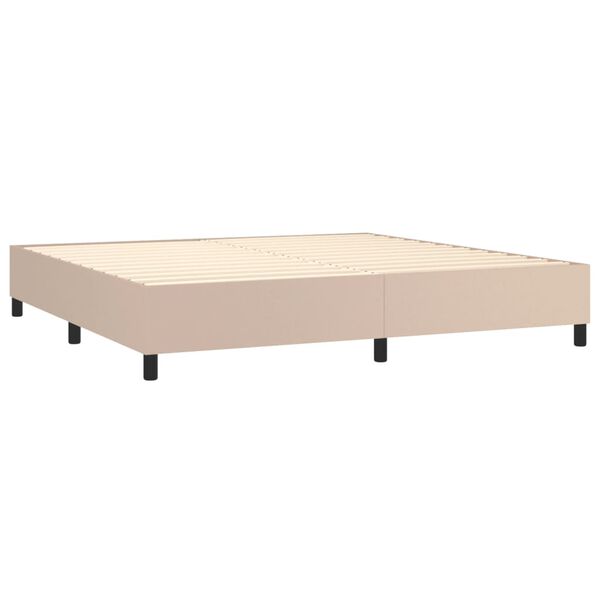 vidaXL Cama box spring con colch&oacute;n cuero sint&eacute;tico capuchino 200x200cm