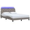 vidaXL Estructura de cama con LED sin colch&oacute;n tela gris taupe 140x190 cm