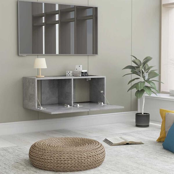 vidaXL Mueble para TV madera contrachapada gris hormigón 80x30x30 cm