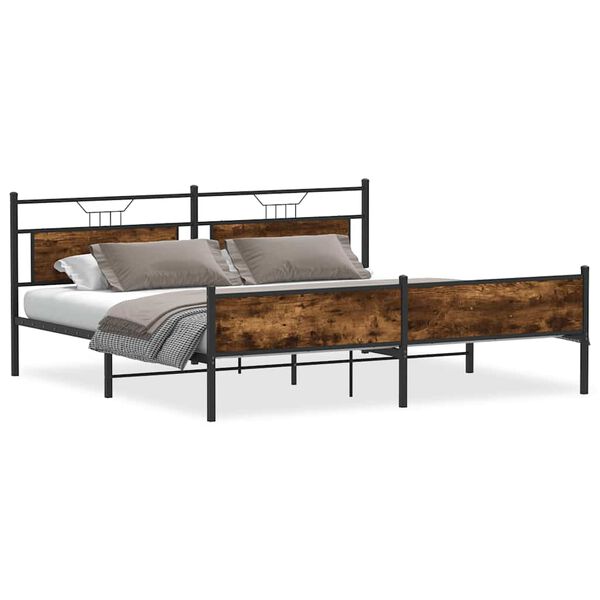 vidaXL Estructura de cama sin colchón metal roble ahumado 200x200 cm