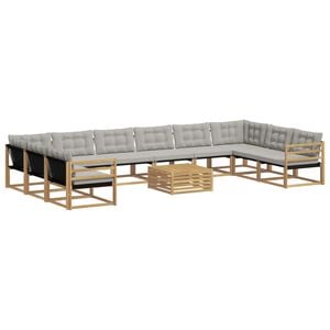 vidaXL Conjunto de sof&aacute;s de exterior 11 uds. Blanco y Gris Claro