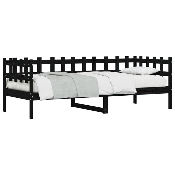 vidaXL Sof&aacute; cama sin colch&oacute;n madera maciza de pino negro 80x200 cm
