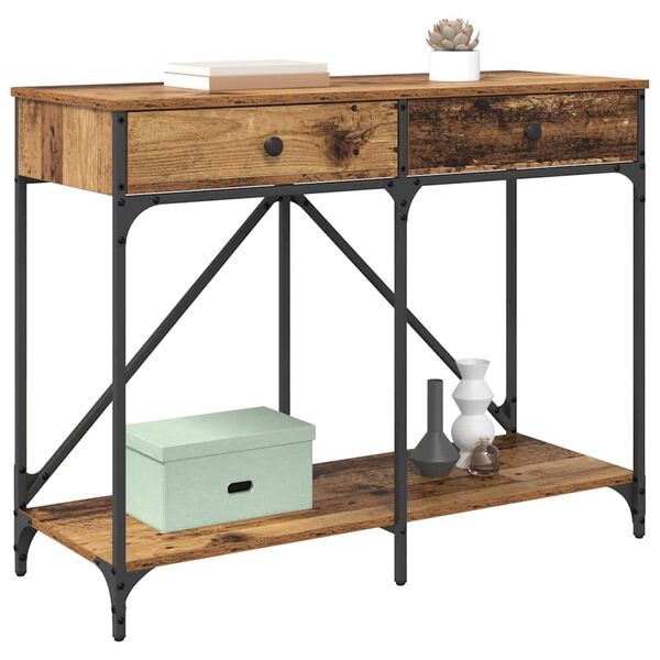 vidaXL Mesa Consola con caj&oacute;n Madera Vieja 100 x 39 x 78,5 cm