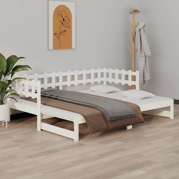 vidaXL Sof&aacute; cama extra&iacute;ble sin colch&oacute;n blanco 2x(90x190) cm