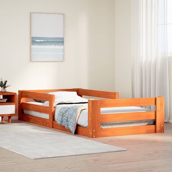 vidaXL Estructura de cama sin colch&oacute;n madera maciza marr&oacute;n 90x190 cm