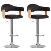 vidaXL Taburetes de cocina 2 uds cuero sint&eacute;tico madera curvada negro