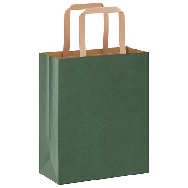 vidaXL Bolsas de papel con asas 250 uds verde 18x8x22 cm