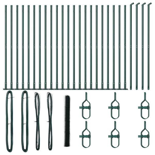 vidaXL Poste de Valla Verde 50 x 1,4 m (malla de 36 mm) Acero y PVC