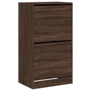 vidaXL Zapatero 2 cajones abatibles marr&oacute;n roble 60x42x108 cm
