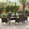vidaXL Conjunto de Comedor de Jard&iacute;n 5 pcs Negro rat&aacute;n sint&eacute;tico