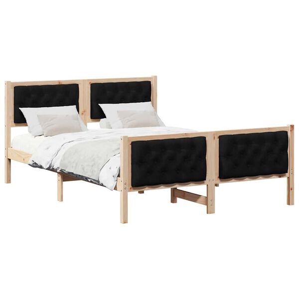 vidaXL Estructura de cama Negro 140 x 200 cm Madera de pino macizo