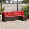 vidaXL Set comedor de jard&iacute;n 5 piezas y cojines rat&aacute;n sint&eacute;tico marr&oacute;n