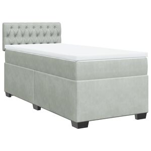 vidaXL Cama box spring con colch&oacute;n terciopelo gris claro 80x200 cm