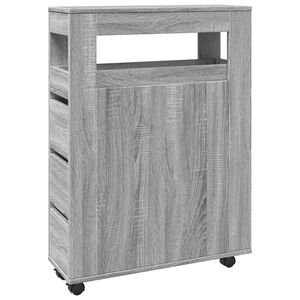 vidaXL Armario de ba&ntilde;o estrecho con ruedas madera gris Sonoma