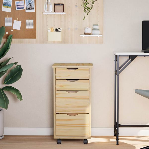 vidaXL Gabinete Rodante con Escritorio MOSS Barniz transparente