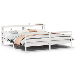 vidaXL Estructura de cama con cabecero sin colch&oacute;n blanco 200x200 cm