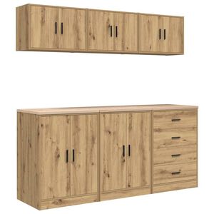 vidaXL Armarios 6 uds para garaje madera ingenier&iacute;a artesanal roble