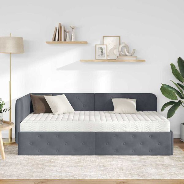 vidaXL Estructura de cama en esquina Gris oscuro 90 x 200 cm